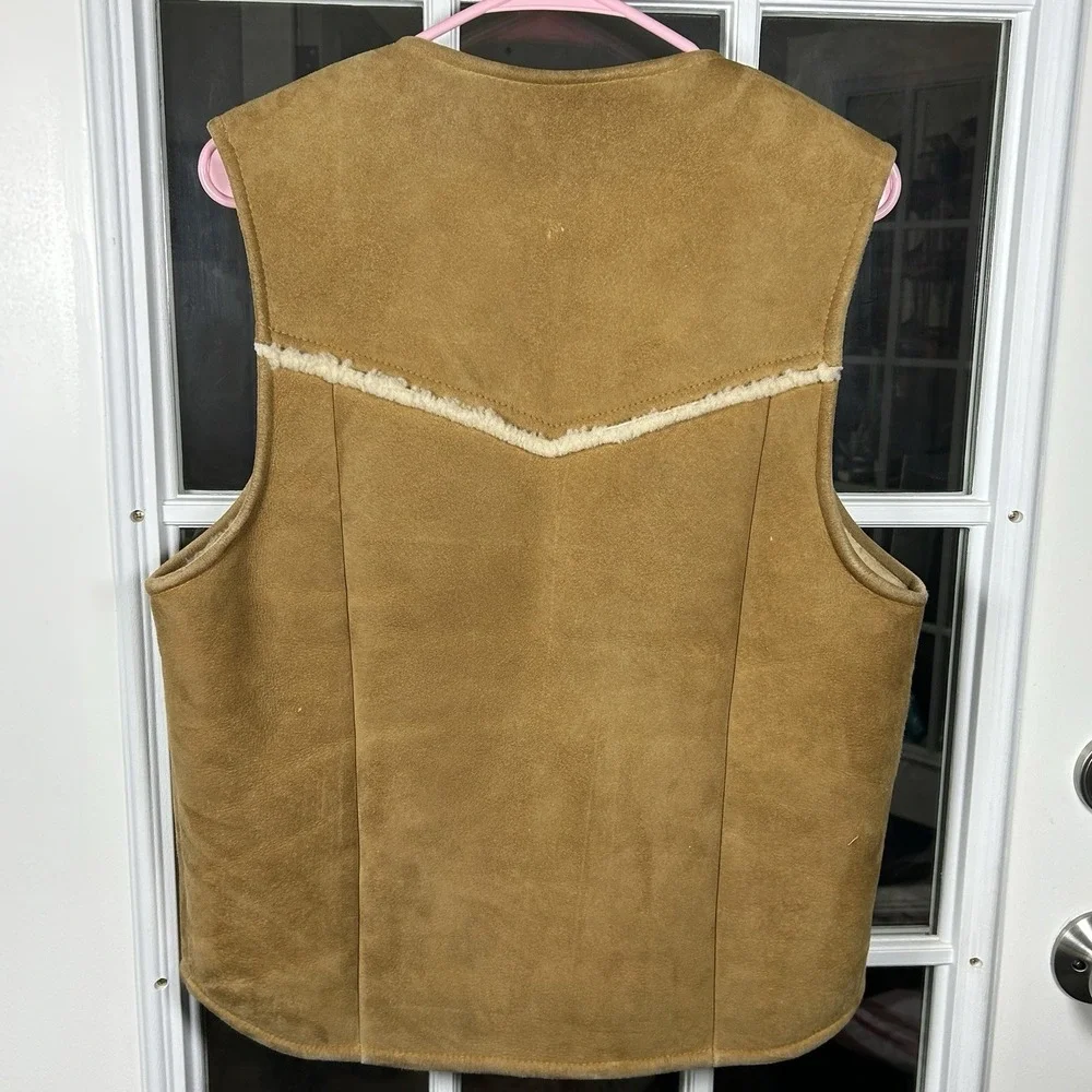 Vintage Eddie Bauer Expedition Outfitter Suede Sherpa Zip Vest Men's Medium